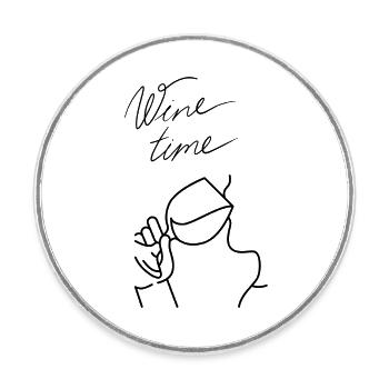 Wine time its'wine time - Round  fridge magnet - white - Front