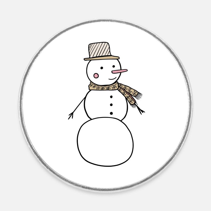 Snowman - Round  fridge magnet - white
