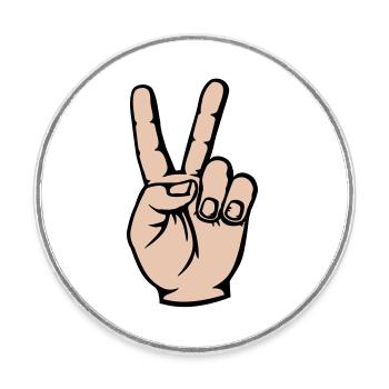 Viktory Peace Sign Hand - Round  fridge magnet - white - Front
