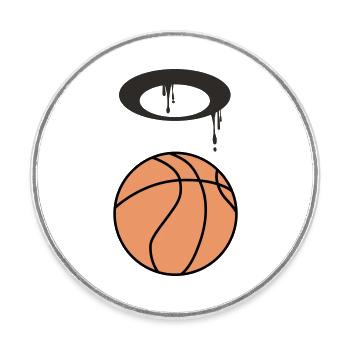 Ballon de basket 5 0 Plan de travail 1 - Magnet rond - blanc - Devant