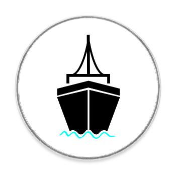 schiff 2 - Runder Kühlschrankmagnet - Weiß - Vorne