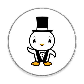 Vogel Ehemann Zylinder Hut Anzug Hochzeit reich - Runder Kühlschrankmagnet - Weiß - Vorne