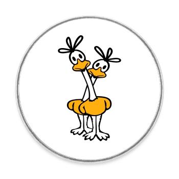 2 Road Runner Pärchem Kuckuck Vogel langer Hals - Runder Kühlschrankmagnet - Weiß - Vorne