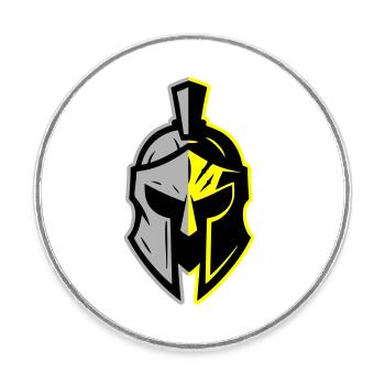 Spartaner Helm Symbol - Runder Kühlschrankmagnet - Weiß - Vorne
