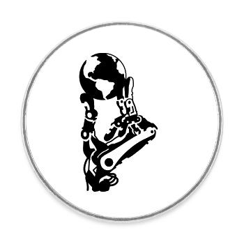 robot_welt - Round  fridge magnet - white - Front