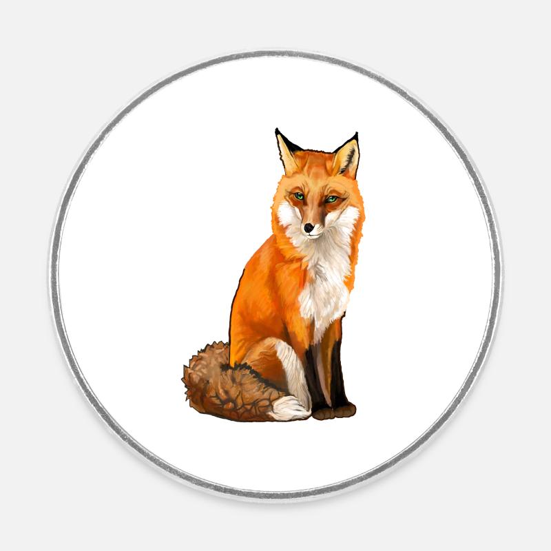 fox - Round  fridge magnet - white