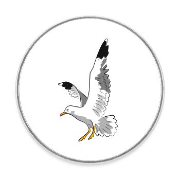 gull - Round  fridge magnet - white - Front
