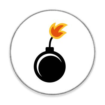 Bombe - Magnet rond - blanc - Devant