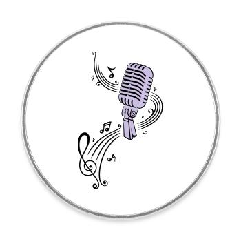 Mikrofon Musik Retro Mic - Runder Kühlschrankmagnet - Weiß - Vorne