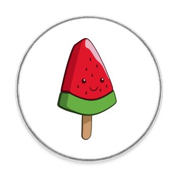 Glace à la pastèque Art sur un bâton - Magnet rond - blanc - Devant