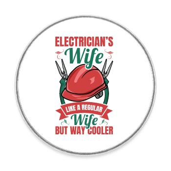 Electrician - Round  fridge magnet - white - Front