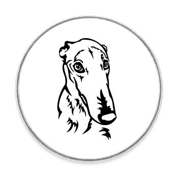 Greyhound Kopf - Runder Kühlschrankmagnet - Weiß - Vorne