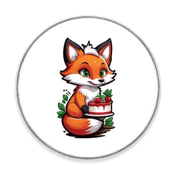Délice de gâteau Foxy - Magnet rond - blanc - Devant