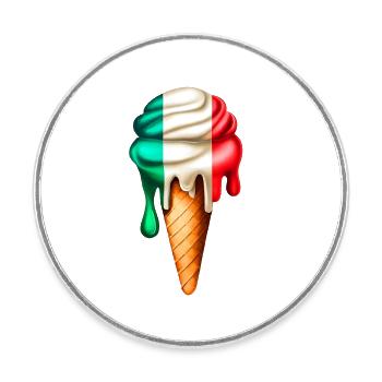 Cornet de glace Italie - Magnet rond - blanc - Devant