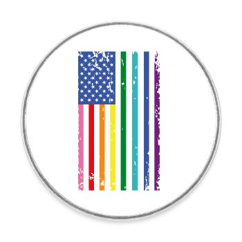 Drapeau arc-en-ciel des États-Unis - Magnet rond - blanc - Devant