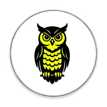 Pop Art Owls Design - Round  fridge magnet - white - Front