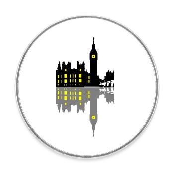 London - Round  fridge magnet - white - Front