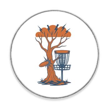 Tempête de paniers volants à disque de l’arbre au disc golf - Magnet rond - blanc - Devant