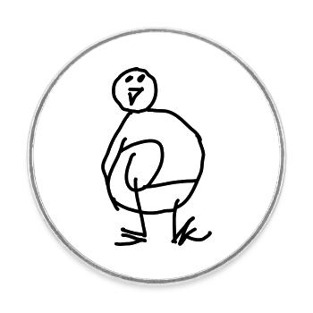 Doodle Penguin - Round  fridge magnet - white - Front