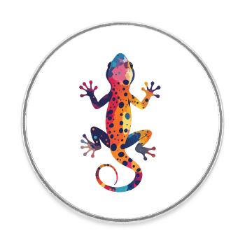 Gecko Color Play Splash Colorful Lizard Art - Round  fridge magnet - white - Front
