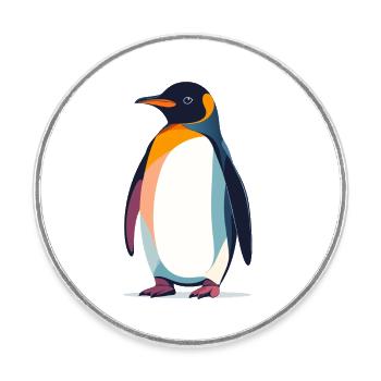 abstrakter Pinguin steht auf Eis Vektor Grafik - Runder Kühlschrankmagnet - Weiß - Vorne