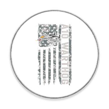 A-10 Warthog American Flag Military Camouflage - Round  fridge magnet - white - Front