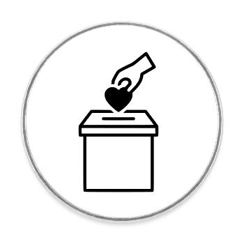 Ballot Box Heart Donation Outline - Round  fridge magnet - white - Front