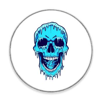 Melting Blue Skull - Round  fridge magnet - white - Front