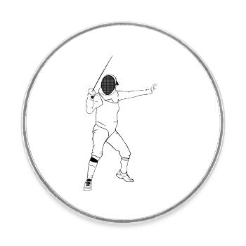 Fencing - Fechten - Fechter - Fechtkampf - Runder Kühlschrankmagnet - Weiß - Vorne