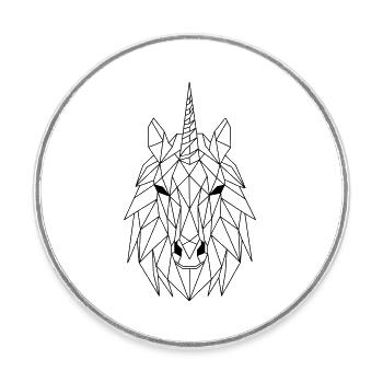 Polygone licorne - Magnet rond - blanc - Devant