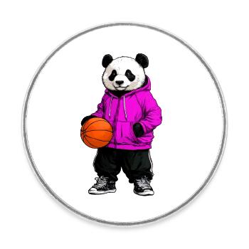 Basketball Panda - Round  fridge magnet - white - Front