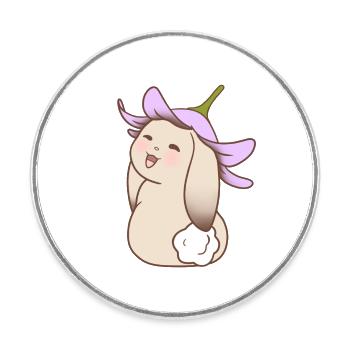 Adorable lapin avec un chapeau de fleurs - Magnet rond - blanc - Devant