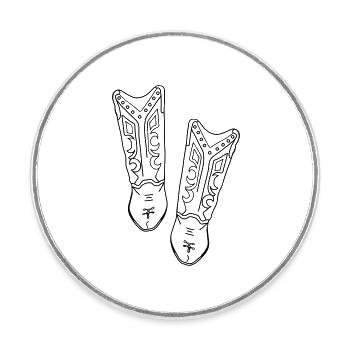 Cowboy, girl, Stiefel, Western, Style - Runder Kühlschrankmagnet - Weiß - Vorne