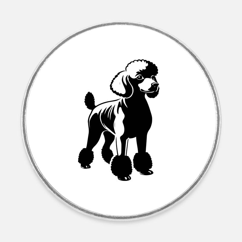 Caniche - Conception de chien de compagnie - Magnet rond - blanc