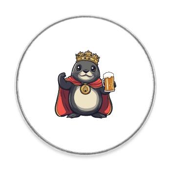 Robbe Tier Bier Lustig - Runder Kühlschrankmagnet - Weiß - Vorne