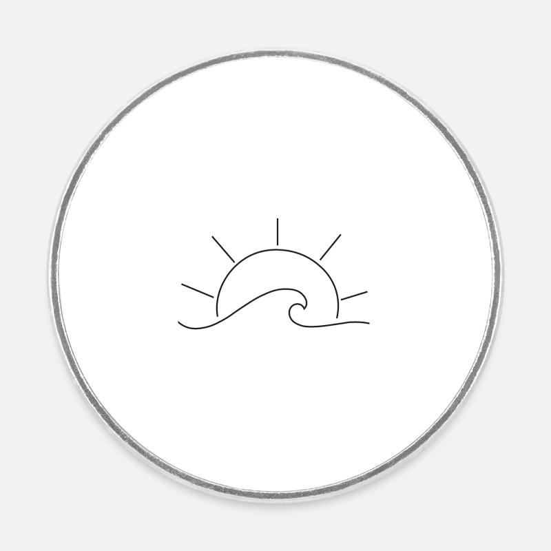 Mer avec soleil - Magnet rond - blanc