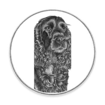 cockerSpaniel black - M - Round  fridge magnet - white - Front