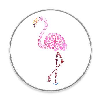 flamingo pink watercolor drops - Round  fridge magnet - white - Front