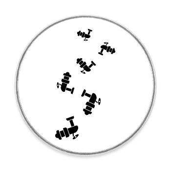 Icône du symbole du moulinet de pêche - Magnet rond - blanc - Devant
