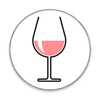 XRoséweinglas Bauchig Offen (Roséwein / Wein / 2C) - Runder Kühlschrankmagnet - Weiß - Vorne