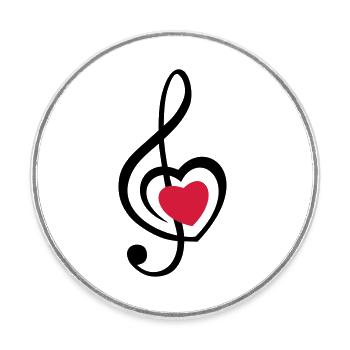 Note Heart Music - Round  fridge magnet - white - Front