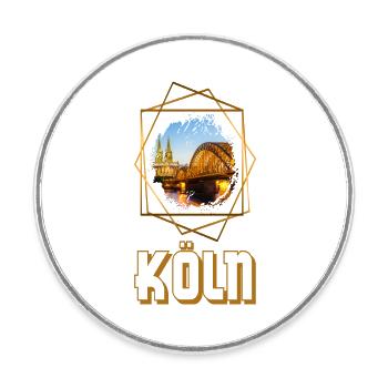 Kölner Dom Allemagne Ville Skyline Patrie - Magnet rond - blanc - Devant
