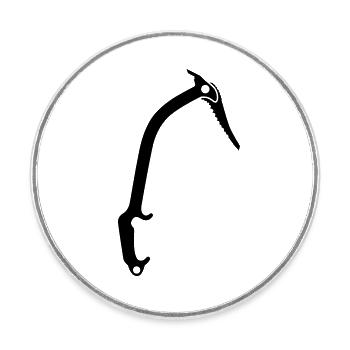 Climbing equipment ice axe - Round  fridge magnet - white - Front