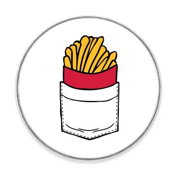 Brusttasche Pommes Frites - Runder Kühlschrankmagnet - Weiß - Vorne