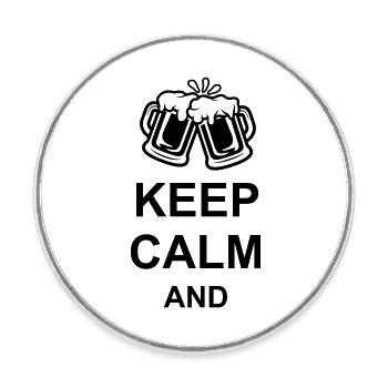 Bier Keep Calm Text - Runder Kühlschrankmagnet - Weiß - Vorne