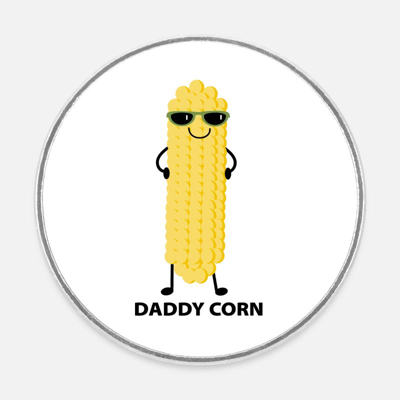 Papa Corn - Round fridge magnet - white