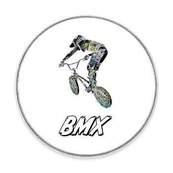 BMX Race Racing Mountainbike Motocross - Runder Kühlschrankmagnet - Weiß - Vorne