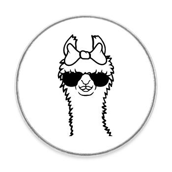 Sonnenbrille Mama Lama cool - Runder Kühlschrankmagnet - Weiß - Vorne