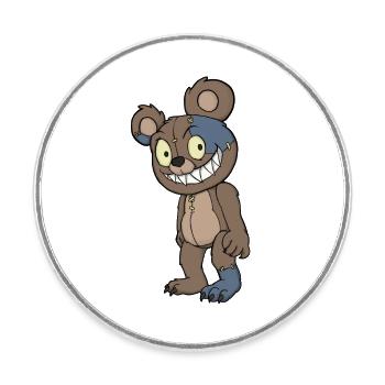 Creepy Teddy Bear - Round  fridge magnet - white - Front