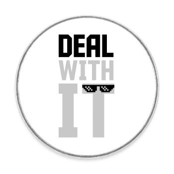Meme Deal with it - Runder Kühlschrankmagnet - Weiß - Vorne